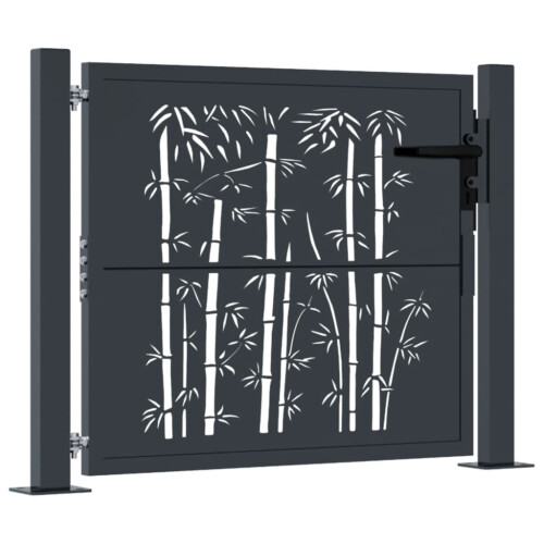 VidaXL vidaXL Gartentor Anthrazit 100x75 cm Stahl Bambus-Design