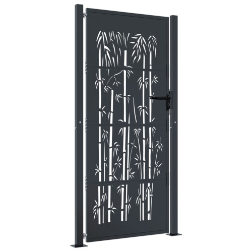 VidaXL vidaXL Gartentor Anthrazit 100x175 cm Stahl Bambus-Design