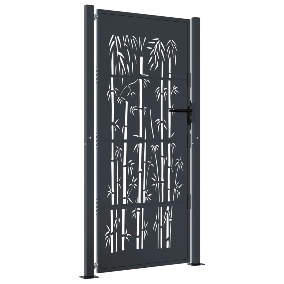 Vidaxl (105 X 180 Cm) Garden Gate Patio Gate Fence Gate Fence Anthracite Steel Bamboo Design
