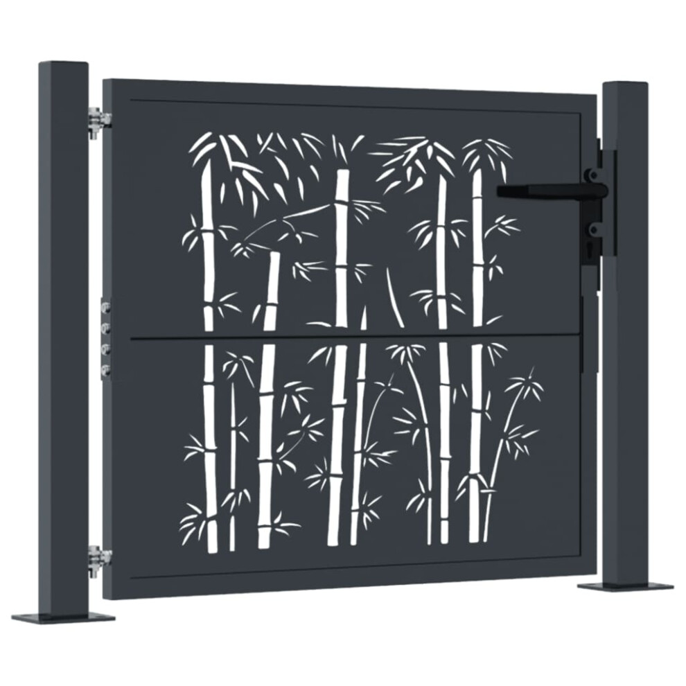 Vidaxl (105 X 105 Cm) Garden Gate Patio Gate Fence Gate Fence Anthracite Steel Bamboo Design