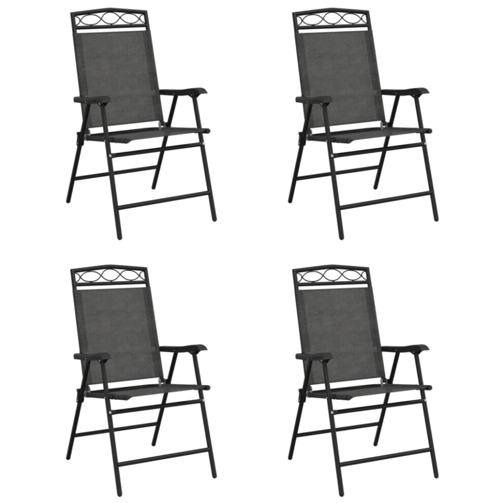 (4 pcs) vidaXL Folding Garden Chairs Outdoor Chair 2 pcs Melange Grey Steel&Textilene