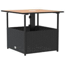 (black) vidaXL Garden Table with Parasol Hole Outdoor Table Side Table Poly Rattan