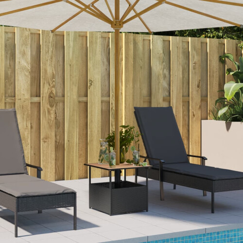 VidaXL (black) vidaXL Garden Table with Parasol Hole Outdoor Table Side Table Poly Rattan 2
