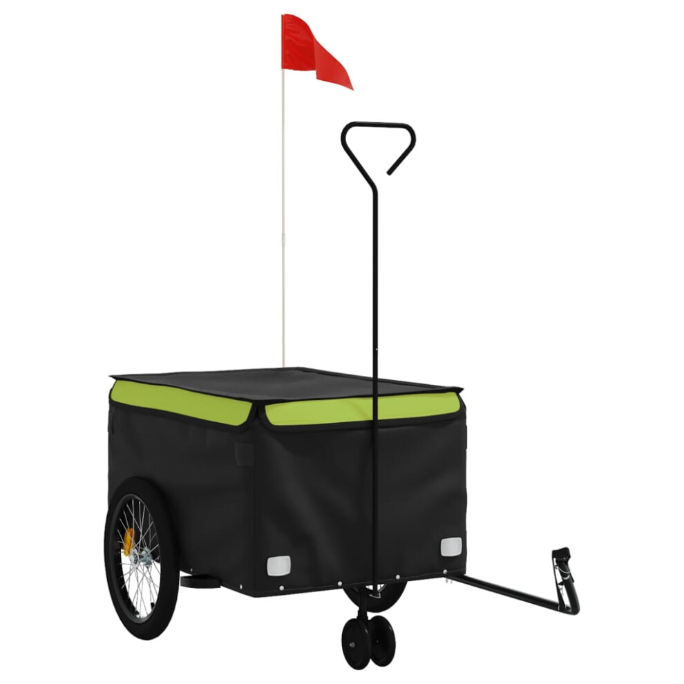 Vidaxl (, 137 X 68 X 59 Cm) Bike Cargo Trailer Bike Carriage Bicycle Wagon Trailer With Flag Iron Green