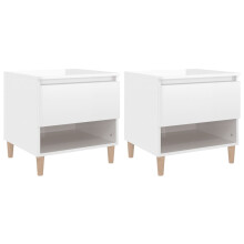 (high gloss white, 2 pcs) vidaXL 1/2x Bedside Table Engineered Wood Bed Cabinet End Table Multi Colours