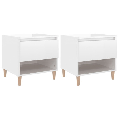 VidaXL (high gloss white, 2 pcs) vidaXL 1/2x Bedside Table Engineered Wood Bed Cabinet End Table Multi Colours