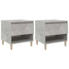 (concrete grey, 2 pcs) vidaXL 1/2x Bedside Table Engineered Wood Bed Cabinet End Table Multi Colours