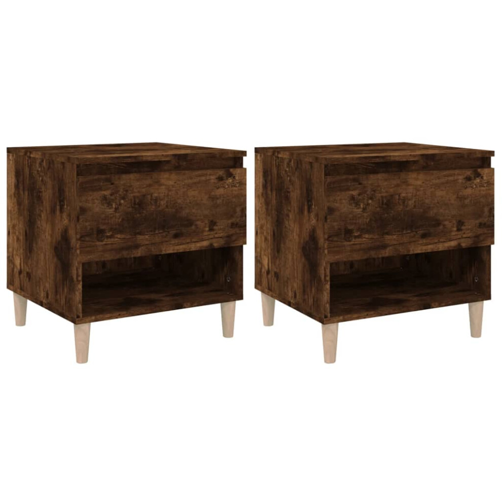 Vidaxl (Smoked Oak, 2 Pcs) 1/2X Bedside Table Engineered Wood Bed Cabinet End Table Multi Colours