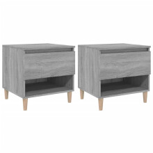 (grey sonoma, 2 pcs) vidaXL 1/2x Bedside Table Engineered Wood Bed Cabinet End Table Multi Colours