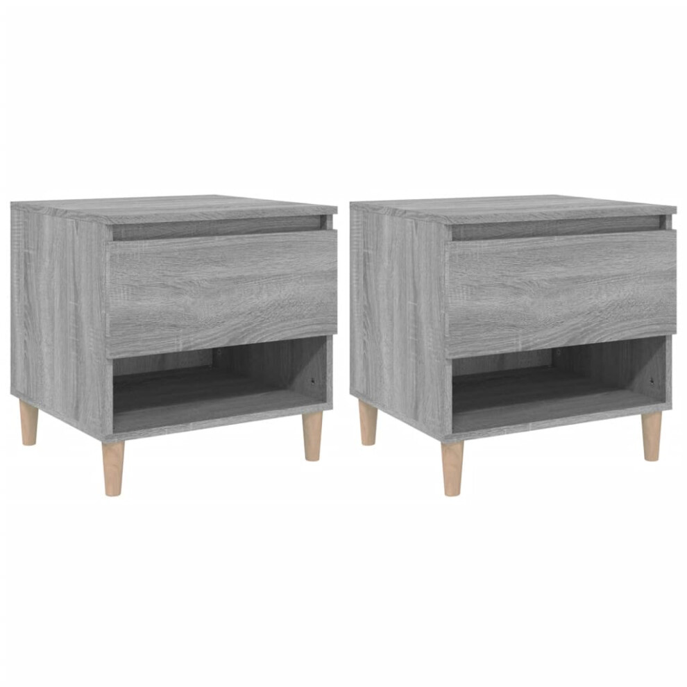 Vidaxl (Grey Sonoma, 2 Pcs) 1/2X Bedside Table Engineered Wood Bed Cabinet End Table Multi Colours