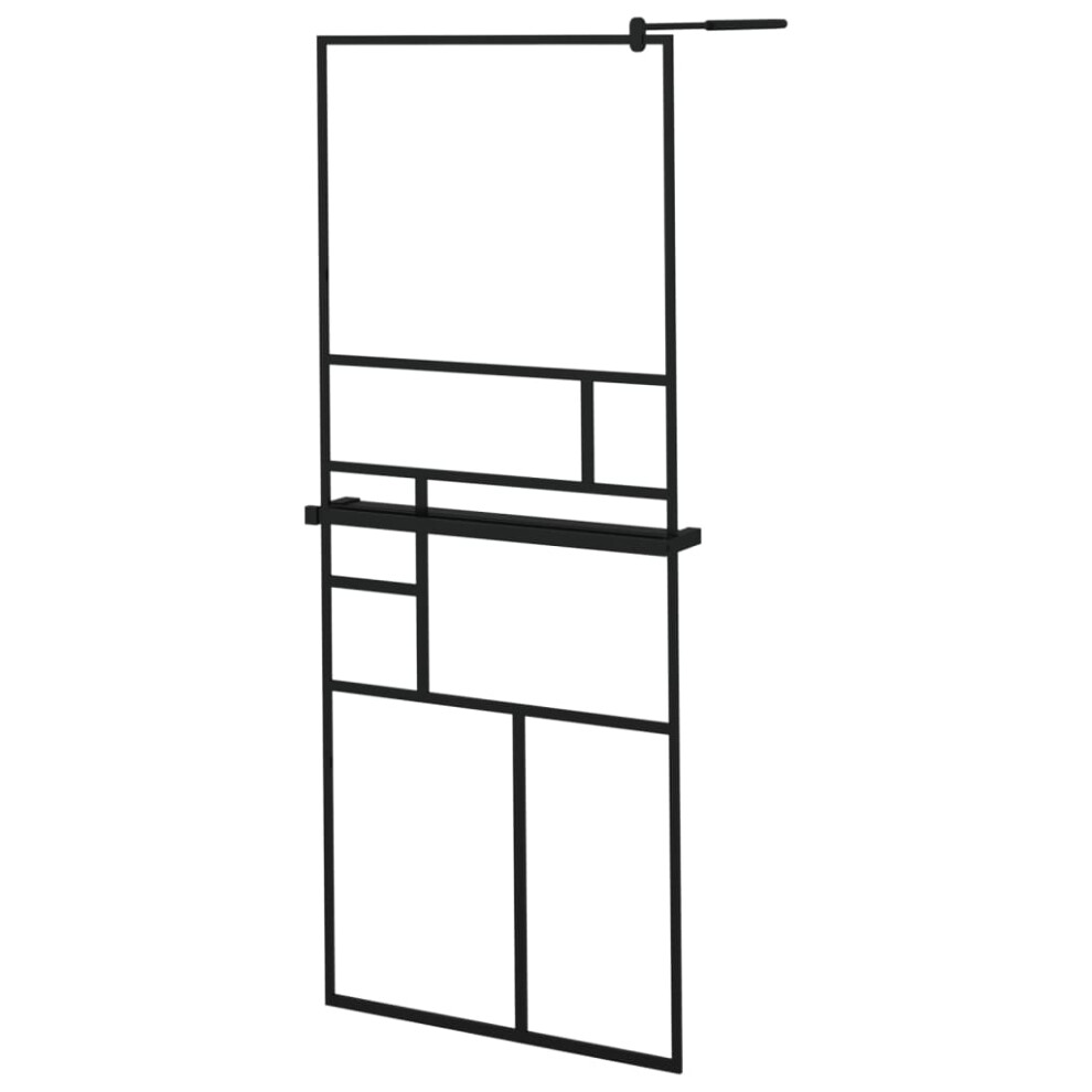 Photos - Shower Screen VidaXL   Walk-in Shower Wall Bath Enclosure with Shelf ESG Glass and Aluminium (black, 80 x 195 cm/pattern 2)