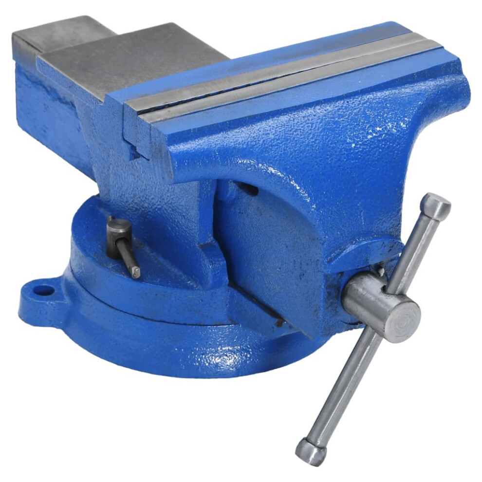 Vidaxl (150 Mm) Bench Vise Metalworking Workbench Vise Table Top Vise Blue Cast Iron