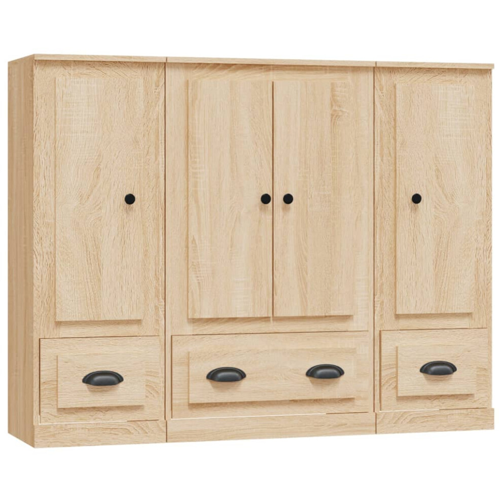 Vidaxl (Sonoma Oak) Highboards Storage Cabinet Side Cabinets Cupboard 3 Pcs Engineered Wood