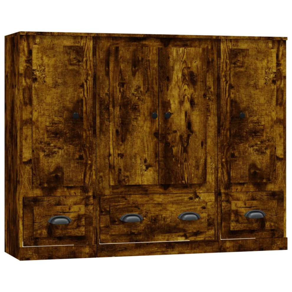 Vidaxl (Smoked Oak) Highboards Storage Cabinet Side Cabinets Cupboard 3 Pcs Engineered Wood