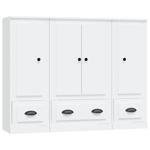 VidaXL (white) vidaXL Highboards Storage Cabinet Side Cabinets Cupboard 3 pcs Engineered Wood