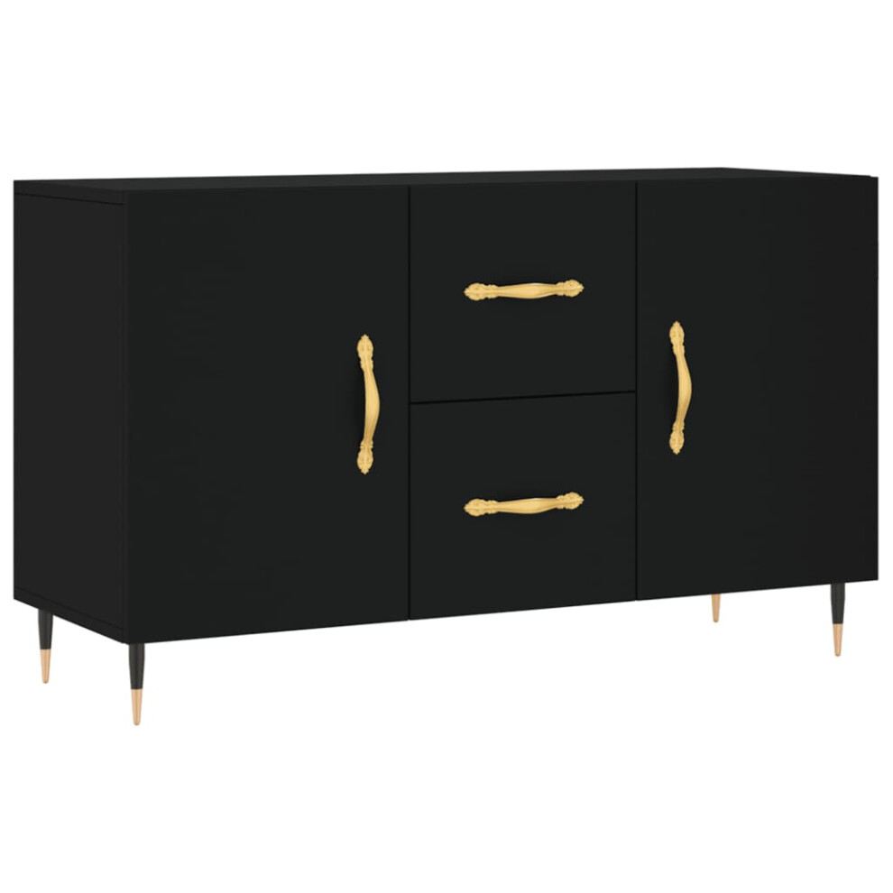 (black) vidaXL Sideboard Storage Cabinet Cupboard Side Cabinet Black Engineered Wood