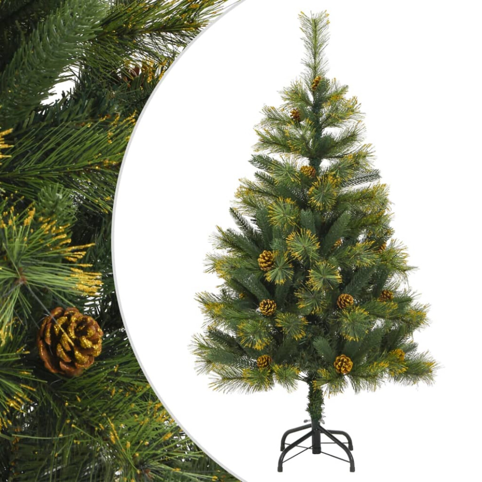 Vidaxl (150 Cm) Artificial Hinged Christmas Tree Decor Pre Lit Xmas Tree With Cones