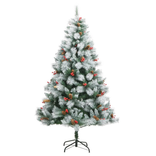 VidaXL (180 cm) vidaXL Artificial Hinged Christmas Tree Pre Lit Xmas Tree with Cones & Berries 1