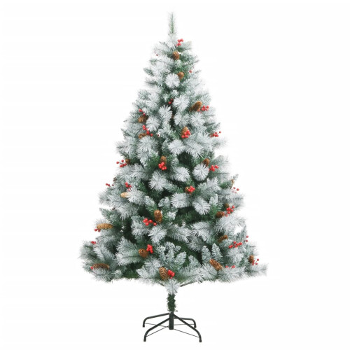VidaXL (210 cm) vidaXL Artificial Hinged Christmas Tree Pre Lit Xmas Tree with Cones & Berries 1