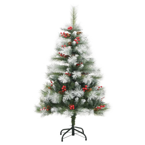 VidaXL (150 cm) vidaXL Artificial Hinged Christmas Tree Pre Lit Xmas Tree with Cones & Berries 1