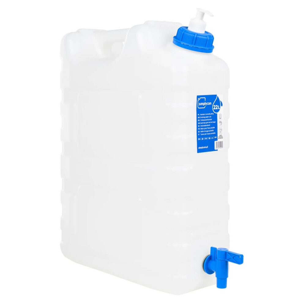 (22 l) vidaXL Water Container with Tap Storage Water Carrier Transparent Plastic