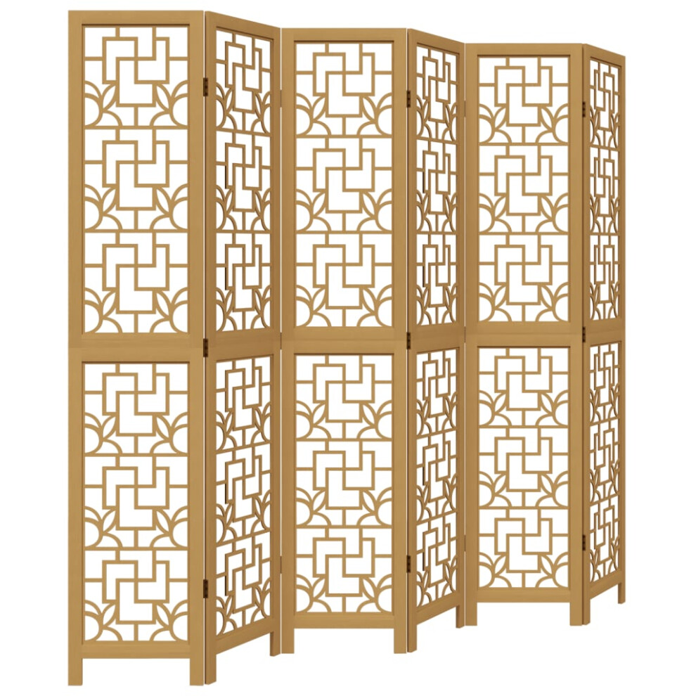 Vidaxl (40 X 200 Cm/ 6 Piece) Room Divider Privacy Screen Privacy Panel Brown Solid Wood Paulownia