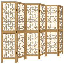 (40 x 160 cm/ 6 piece) vidaXL Room Divider Privacy Screen Privacy Panel Brown Solid Wood Paulownia
