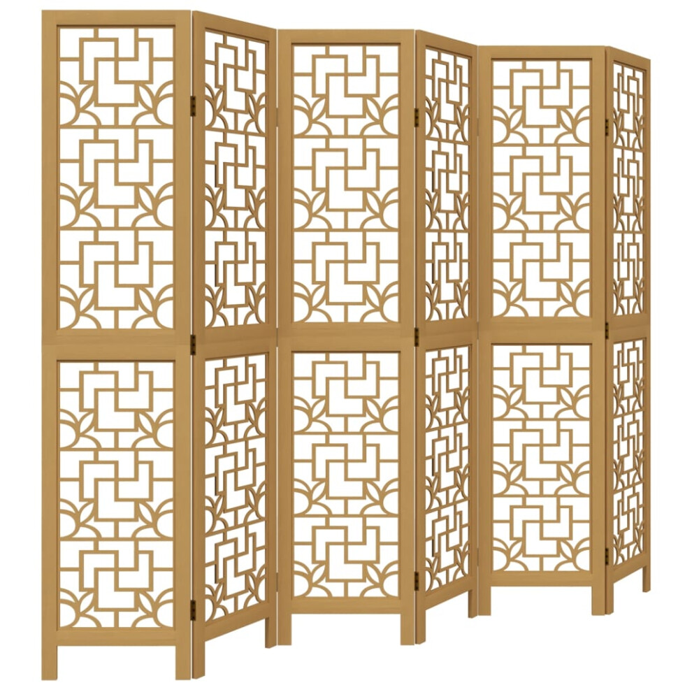Vidaxl (40 X 180 Cm/ 6 Piece) Room Divider Privacy Screen Privacy Panel Brown Solid Wood Paulownia