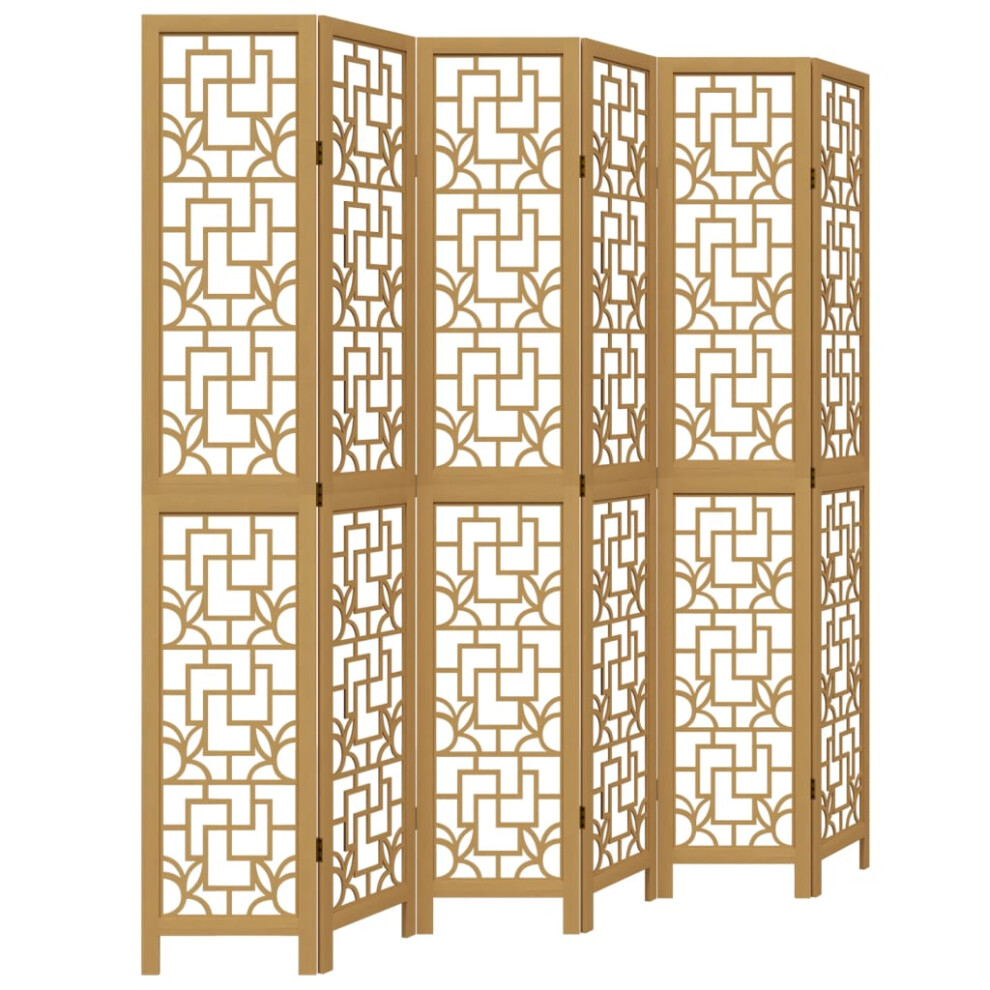 Vidaxl (40 X 220 Cm/ 6 Piece) Room Divider Privacy Screen Privacy Panel Brown Solid Wood Paulownia