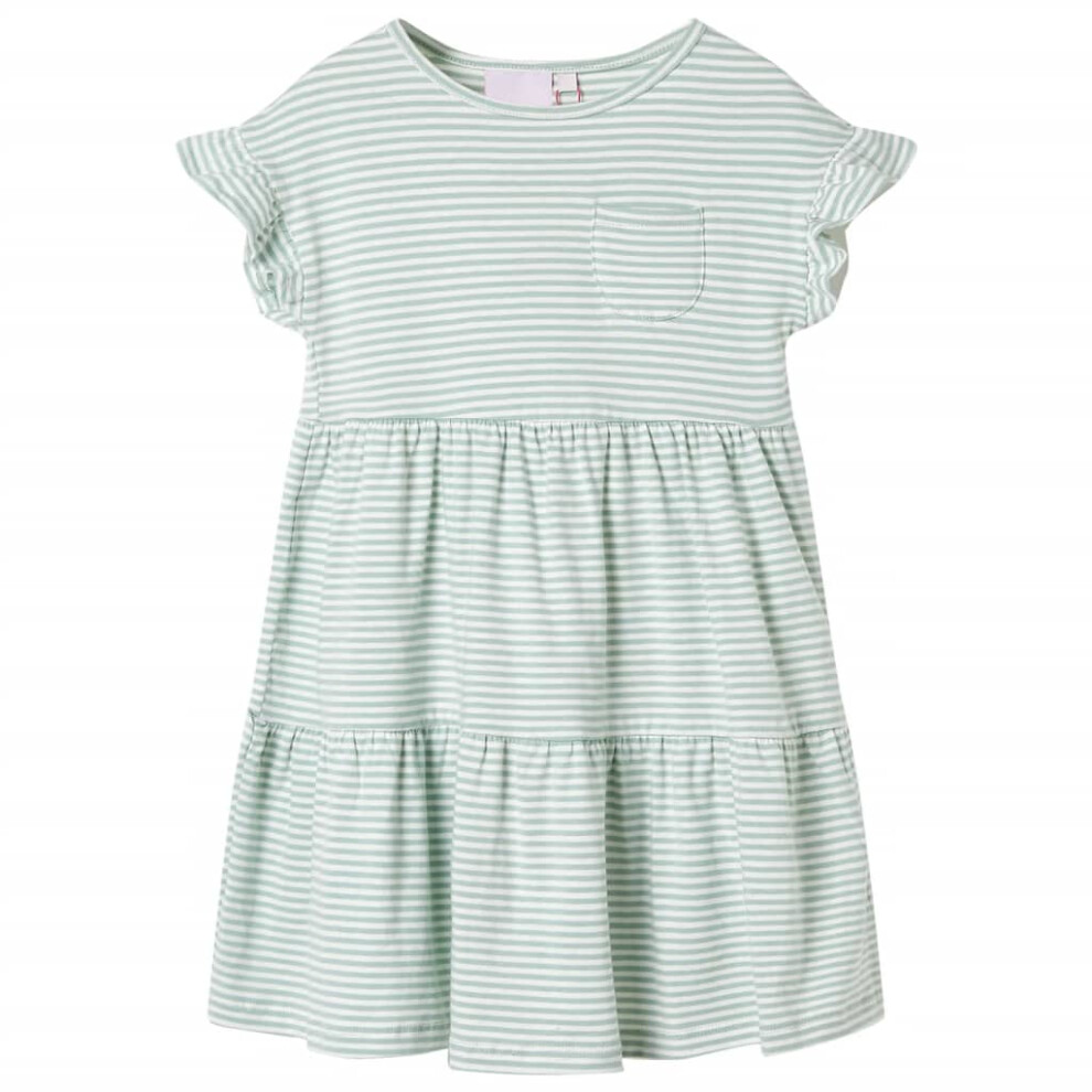 (92 (1.5-2y)) Kids' Dress with Ruffle Sleeves Girls' Dress Kids Children's Short Dress Mint