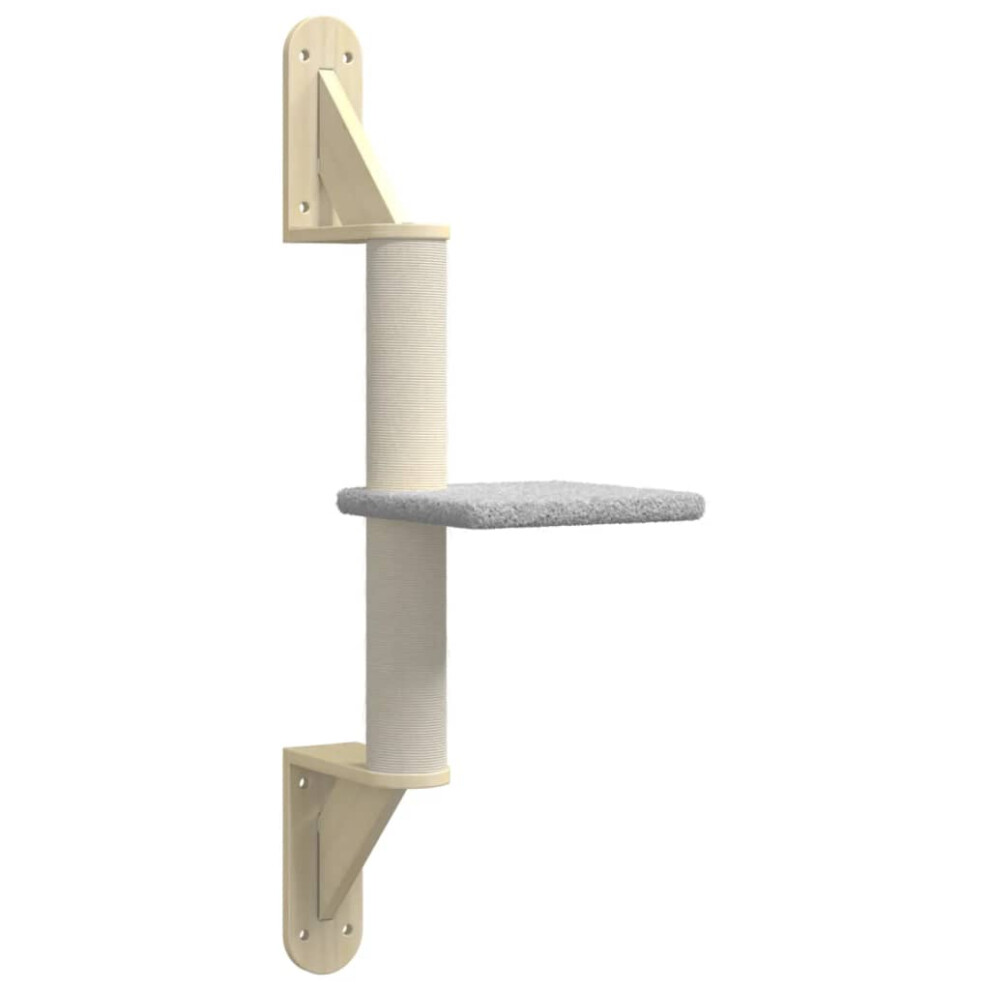 (light grey) vidaXL Wall-mounted Cat Tree with Scratching Post Cat Climbing Tree Cat Tower