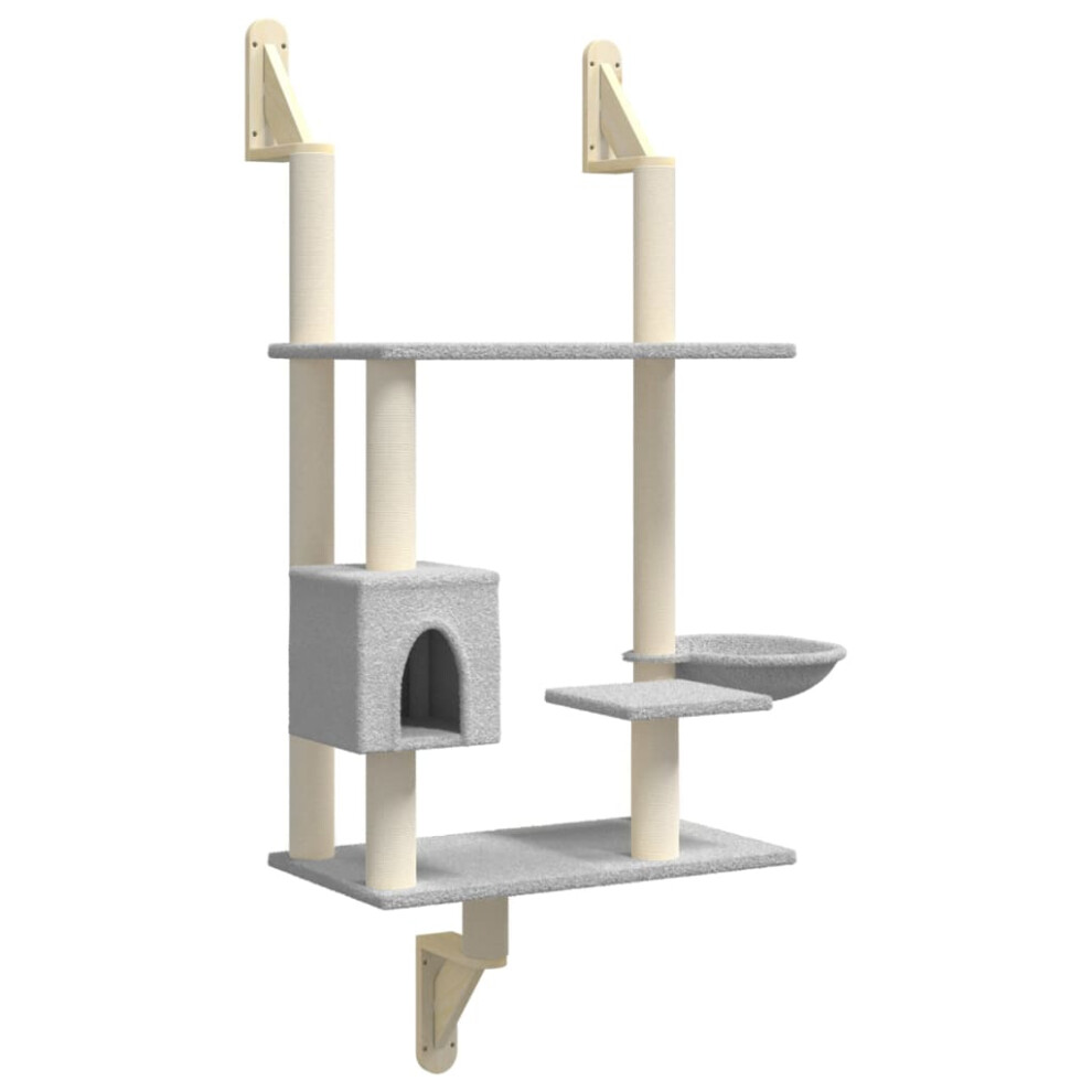 (light grey) vidaXL Wall-mounted Cat Tree with Scratching Post Cat Climbing Tree Light Grey