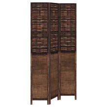 (40 x 220 cm/ 3 piece) vidaXL Room Divider 5 Panels Privacy Screen Dark Brown Solid Wood Paulownia