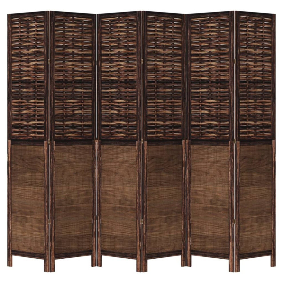 (40 x 200 cm/ 6 piece) vidaXL Room Divider 5 Panels Privacy Screen Dark Brown Solid Wood Paulownia