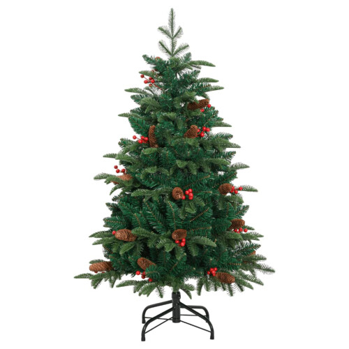 VidaXL (150 cm) vidaXL Artificial Hinged Christmas Tree Pre Lit Xmas Tree with Cones & Berries 1