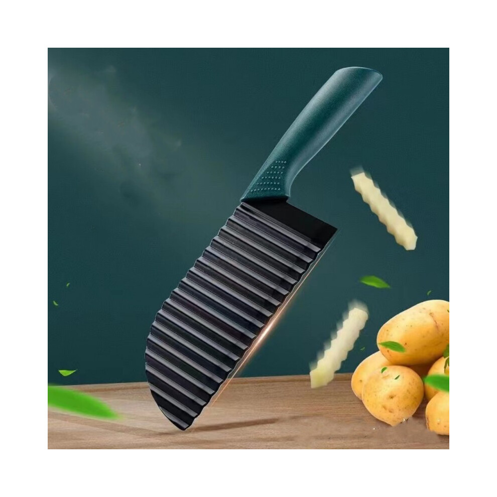 Crinkle Potato Cutter Stainless Steel Waves French Fries Slicer Handheld Chipper Chopper, Potato Chippers Chopping Knife