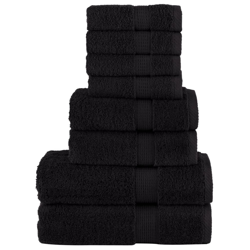 Vidaxl (Black) Premium Towel Set 8 Piece Absorbent Shower Towel Bath Towels 600 Gsm