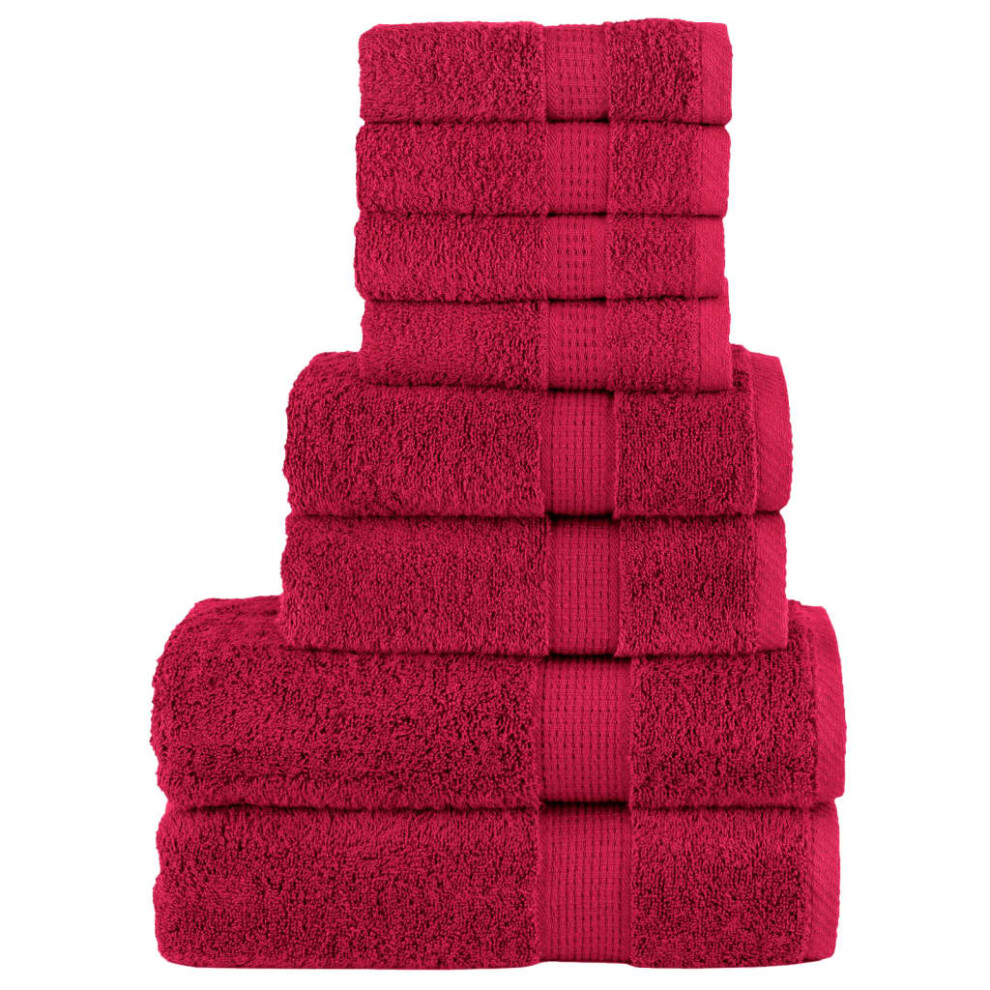 (red) vidaXL Premium Towel Set 8 Piece Shower Towel Bath Towels 600 gsm 100% Cotton