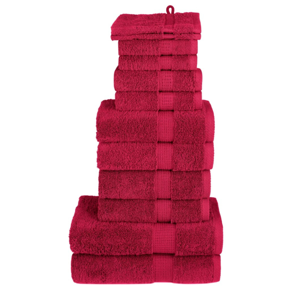 (red) vidaXL Premium Towel Set 12 Piece Shower Towel Bath Towel 600 gsm 100% Cotton