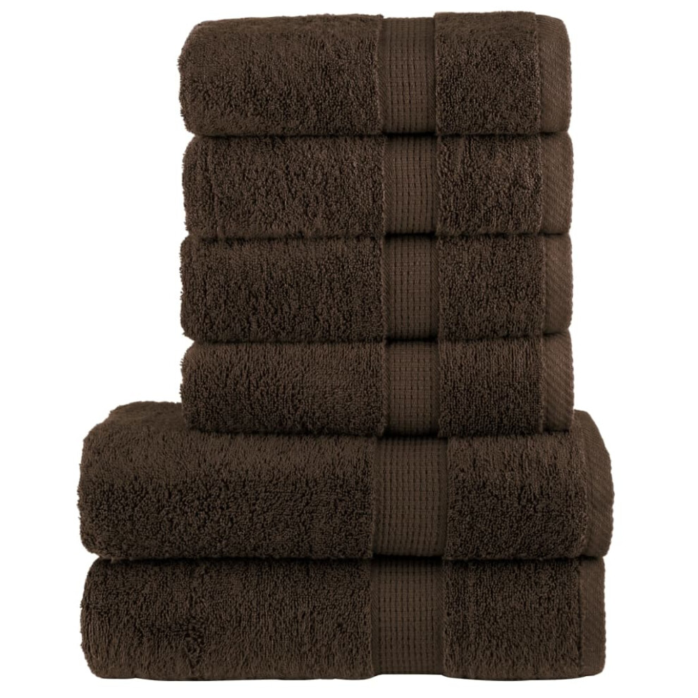 Vidaxl (Brown) Premium Towel Set 6 Piece Absorbent Shower Towel Bath Towels 600 Gsm Brown