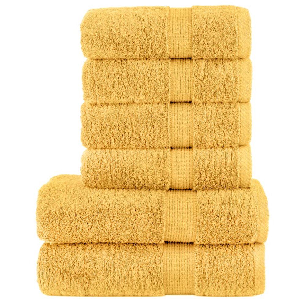 Vidaxl (Gold) Premium Towel Set 6 Piece Absorbent Shower Towel Bath Towels 600 Gsm Gold