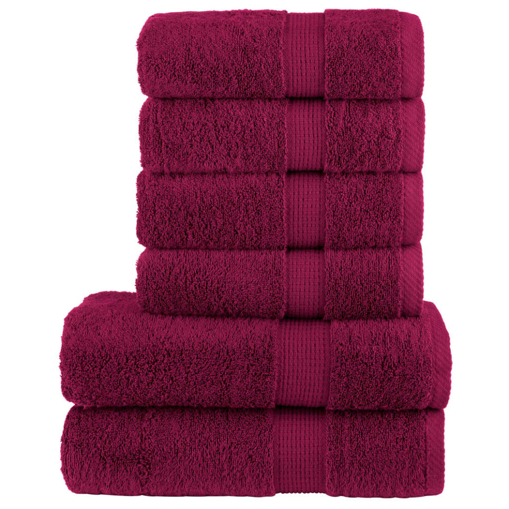 (bordeaux) vidaXL Premium Towel Set 6 Piece Shower Towel Bath Towels 600 gsm 100% Cotton