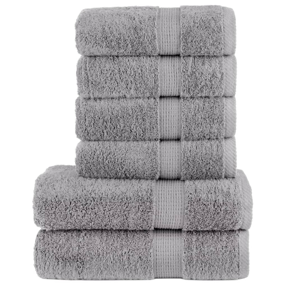 (grey) vidaXL Premium Towel Set 6 Piece Shower Towel Bath Towels 600 gsm 100% Cotton