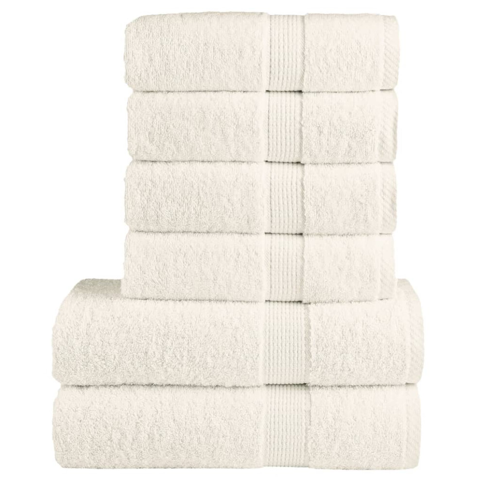 (cream) vidaXL Premium Towel Set 6 Piece Shower Towel Bath Towels 600 gsm 100% Cotton