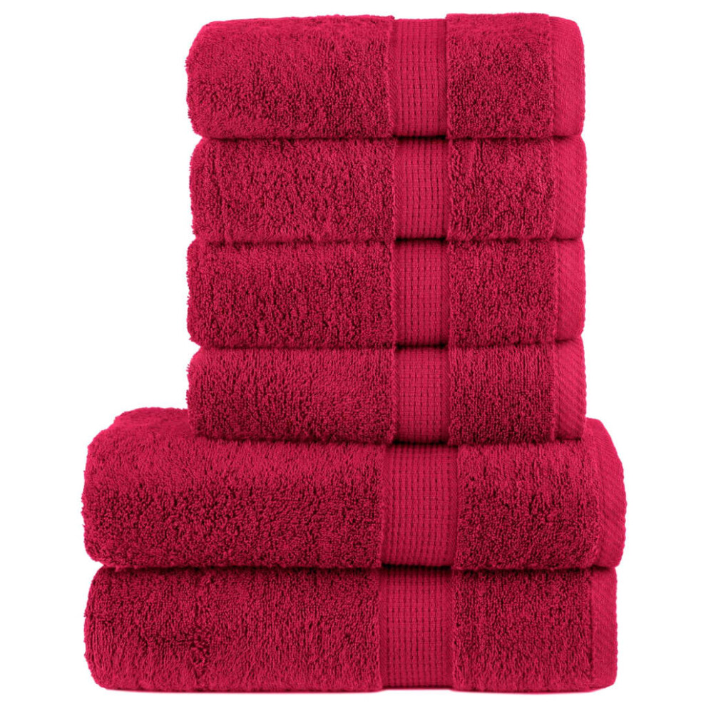 (red) vidaXL Premium Towel Set 6 Piece Shower Towel Bath Towels 600 gsm 100% Cotton