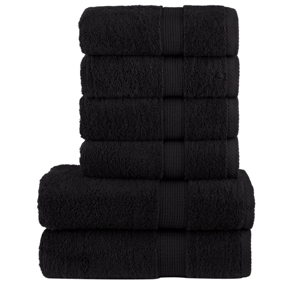Vidaxl (Black) Premium Towel Set 6 Piece Absorbent Shower Towel Bath Towels 600 Gsm