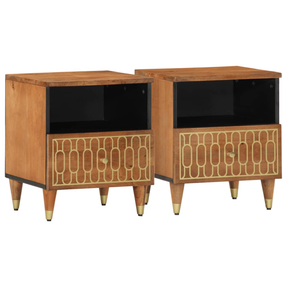 (honey brown, 2 pcs) vidaXL Bedside Cabinets Bedroom Nightstand Bed Side Table Solid Wood Mango