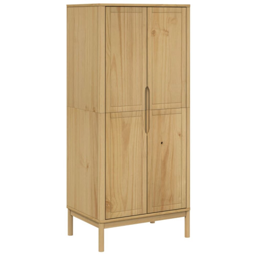 VidaXL (wax brown) vidaXL Wardrobe Closet Clothes Organiser Storage Cupboard Solid Wood Pine