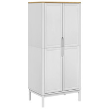 (white) vidaXL Wardrobe Closet Clothes Organiser Storage Cupboard Solid Wood Pine