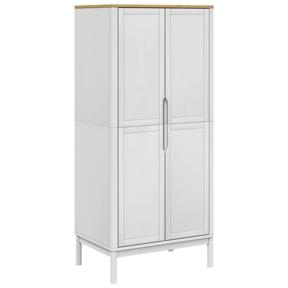 Vidaxl (White) Wardrobe Closet Clothes Organiser Storage Cupboard Solid Wood Pine White